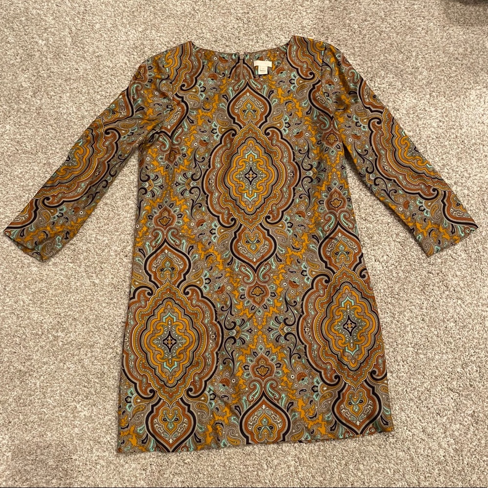 J. Crew printed silk shift dress with zipper Sz 0